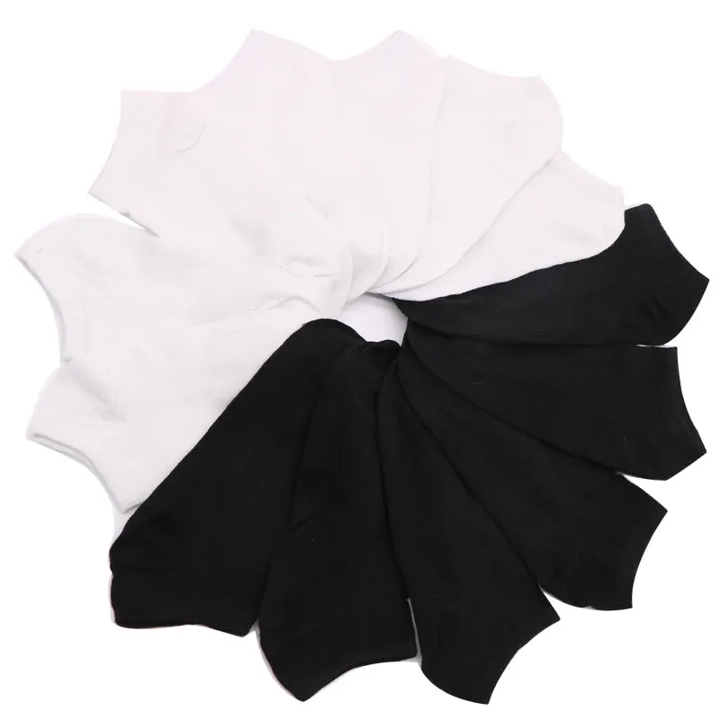 7Pair Women's Casual White Black Solid Color Short Low Cut Ankle Socks