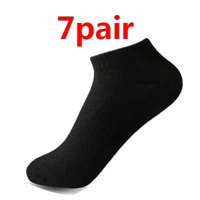 7Pair Women's Casual White Black Solid Color Short Low Cut Ankle Socks