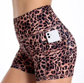 Ada Tiger Print Side Pockets Running Shorts