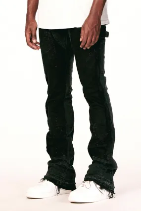 Barson Black Stacked Flare Jean