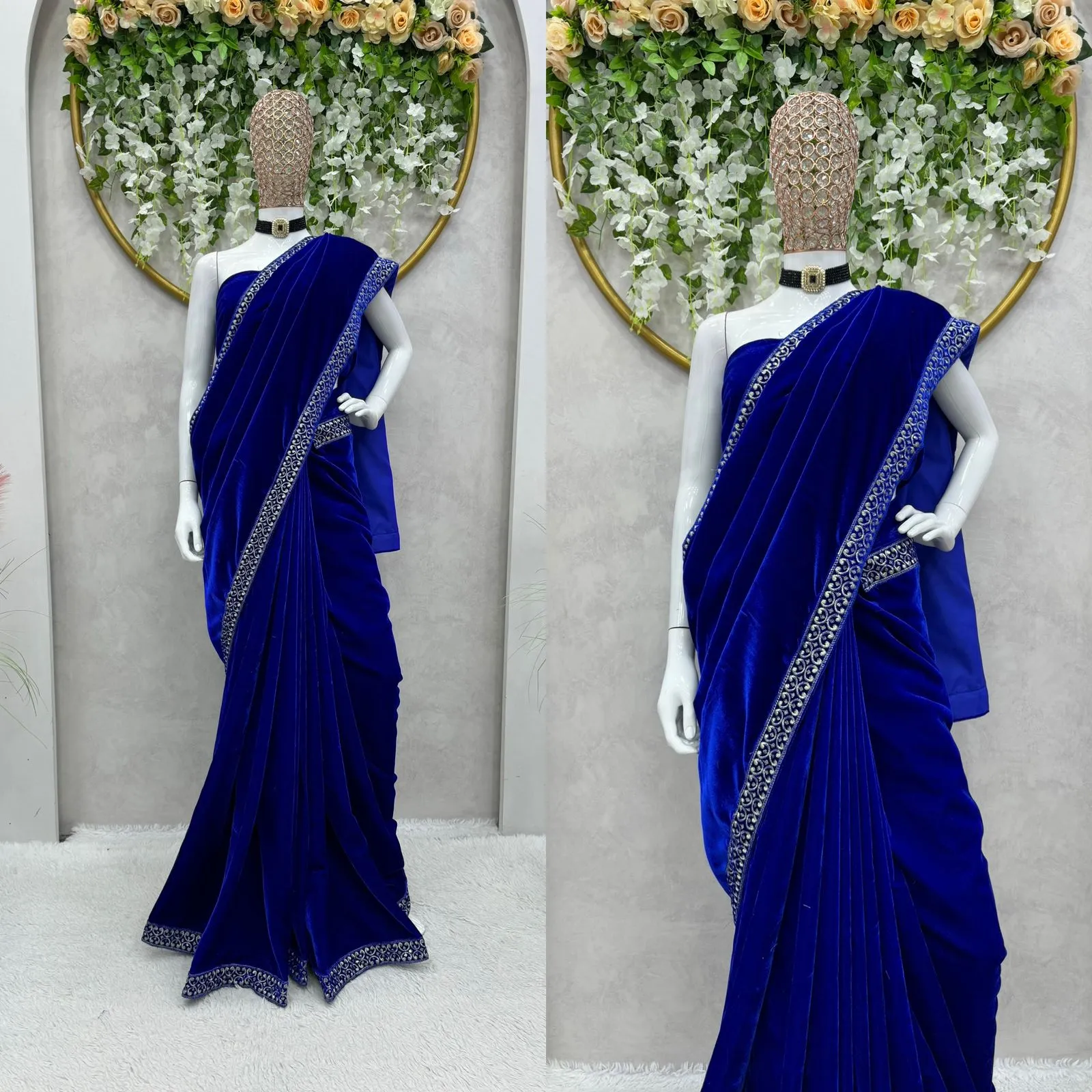 Beautiful Velvet Saree with Blouse  for Women -SSS001VS