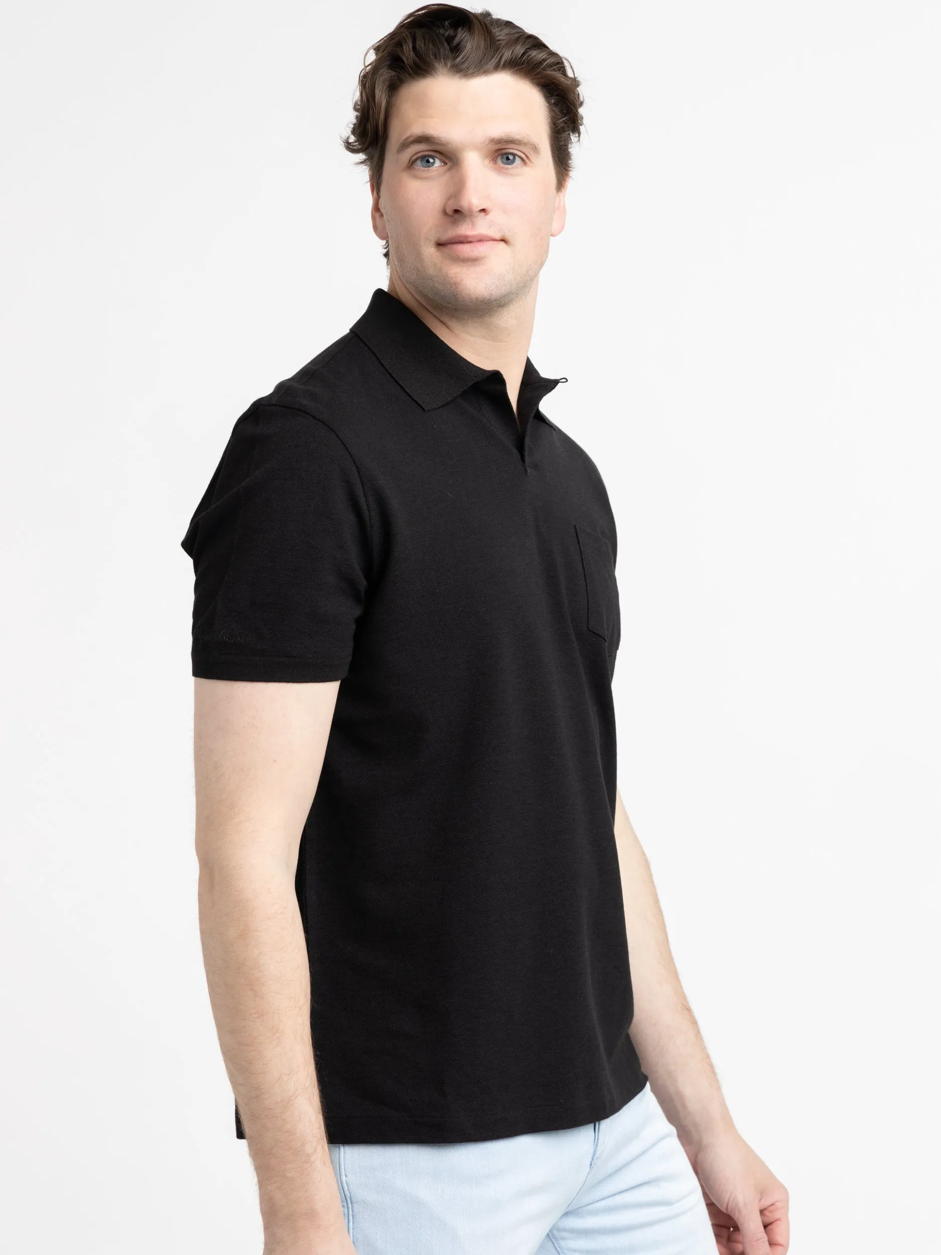 Black Cotton-Blend Polo