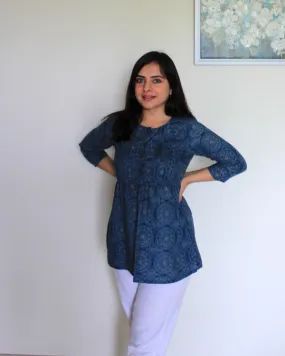 Blue Ajrakh Cotton Top