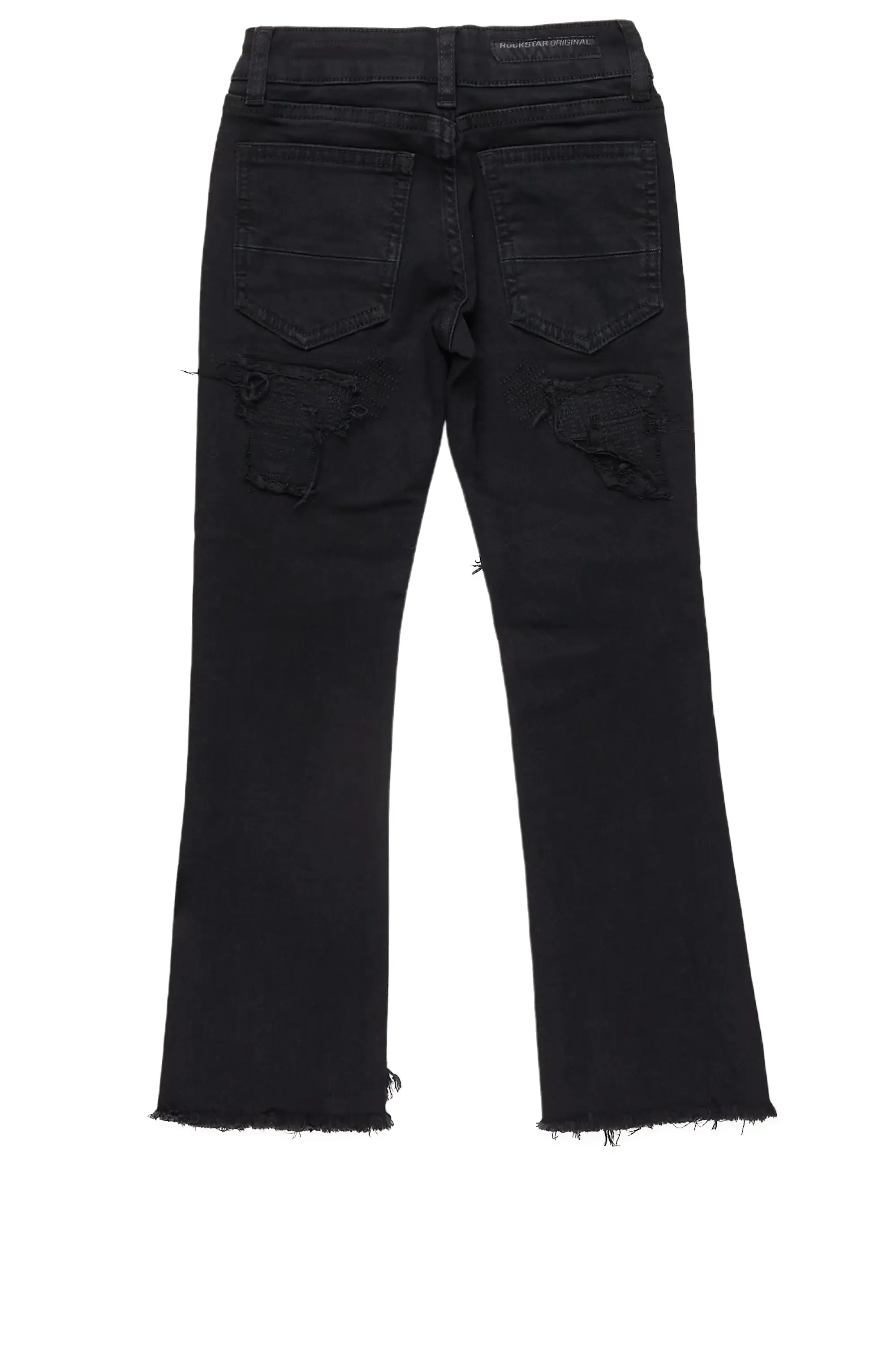 Boys Camden Jet Black Stacked Flare Jean