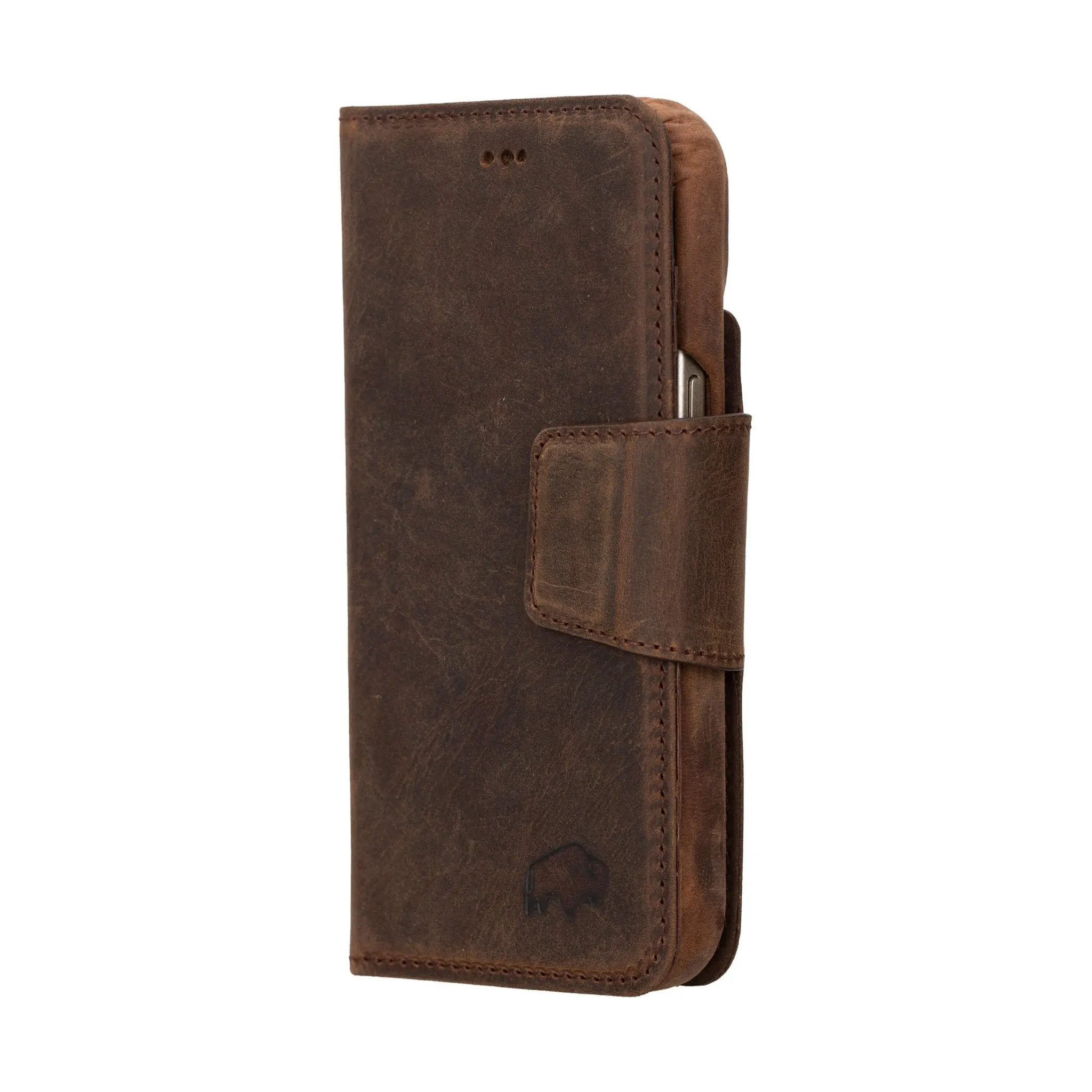 Burkley iPhone 16 Wallet Case, Distressed Coffee