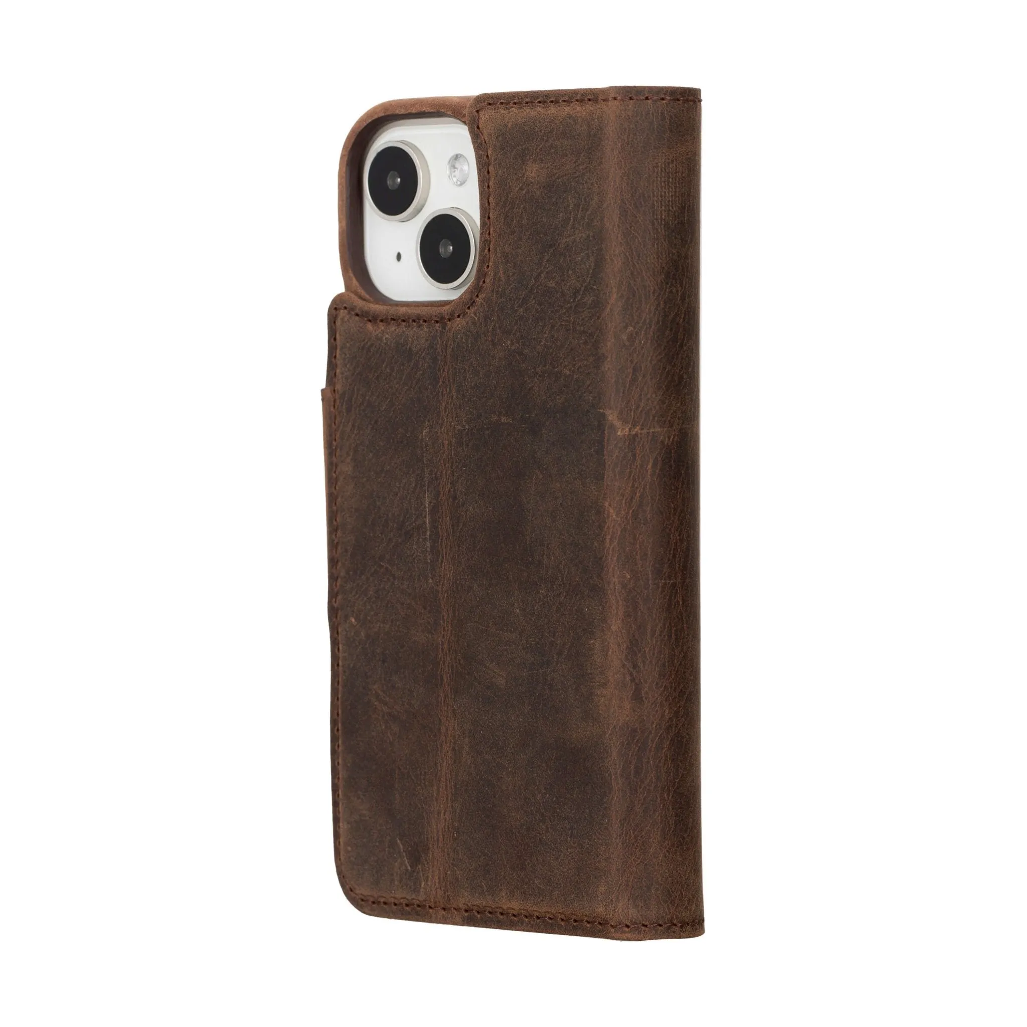 Burkley iPhone 16 Wallet Case, Distressed Coffee