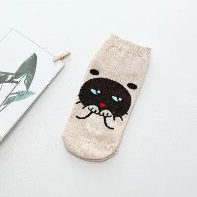 Cartoon Cat dog Animal Women Socks