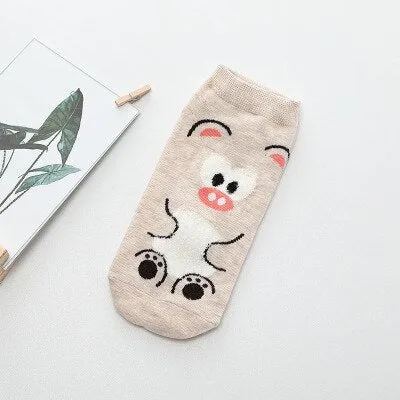 Cartoon Cat dog Animal Women Socks