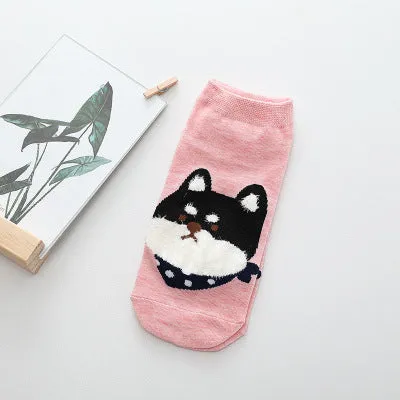 Cartoon Cat dog Animal Women Socks