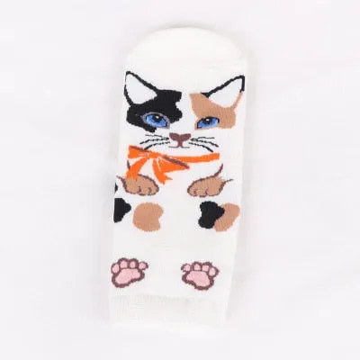 Cartoon Cat dog Animal Women Socks