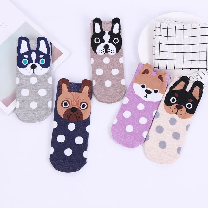 Cartoon Cat dog Animal Women Socks