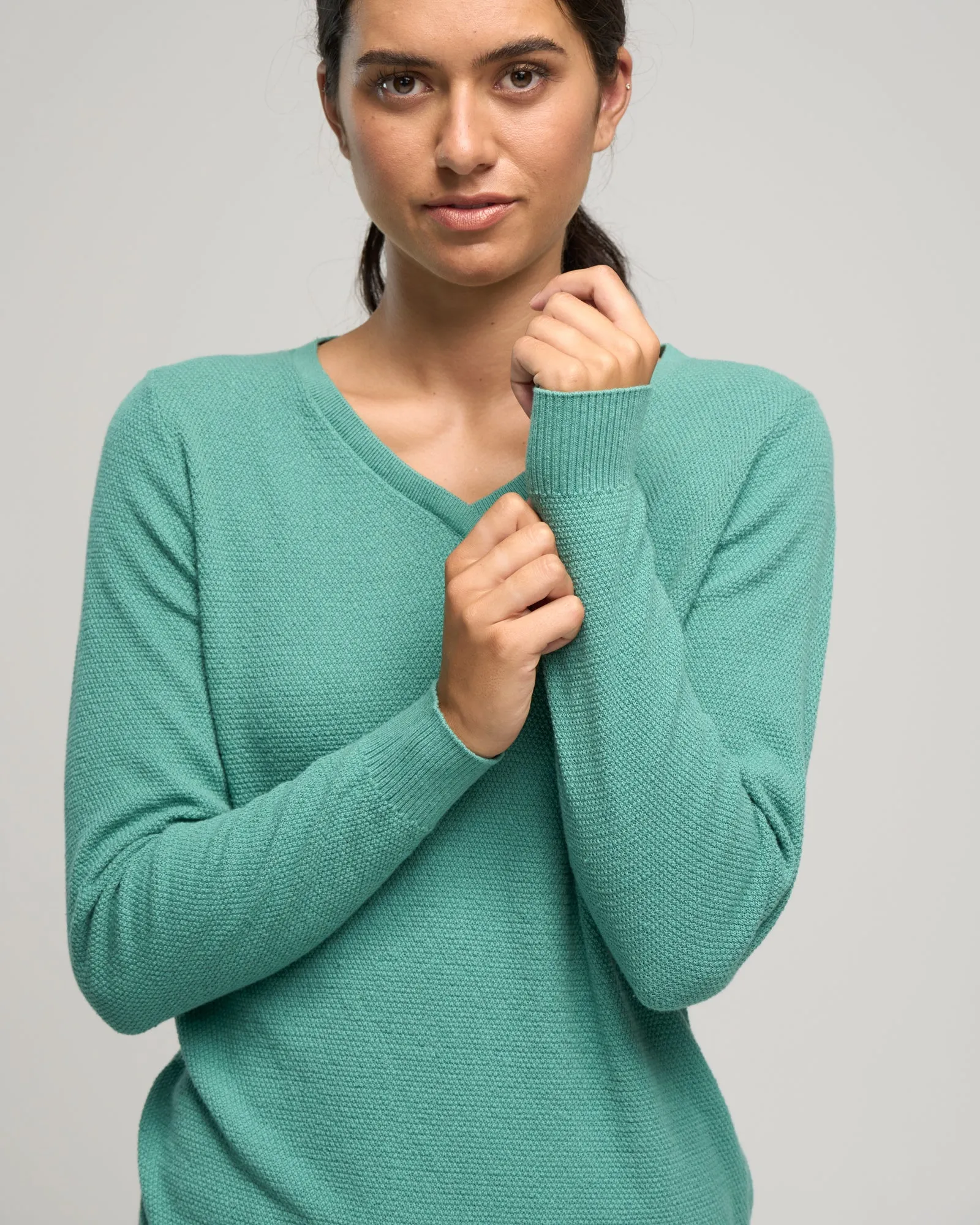 CASHMERE COTTON VEE STITCH