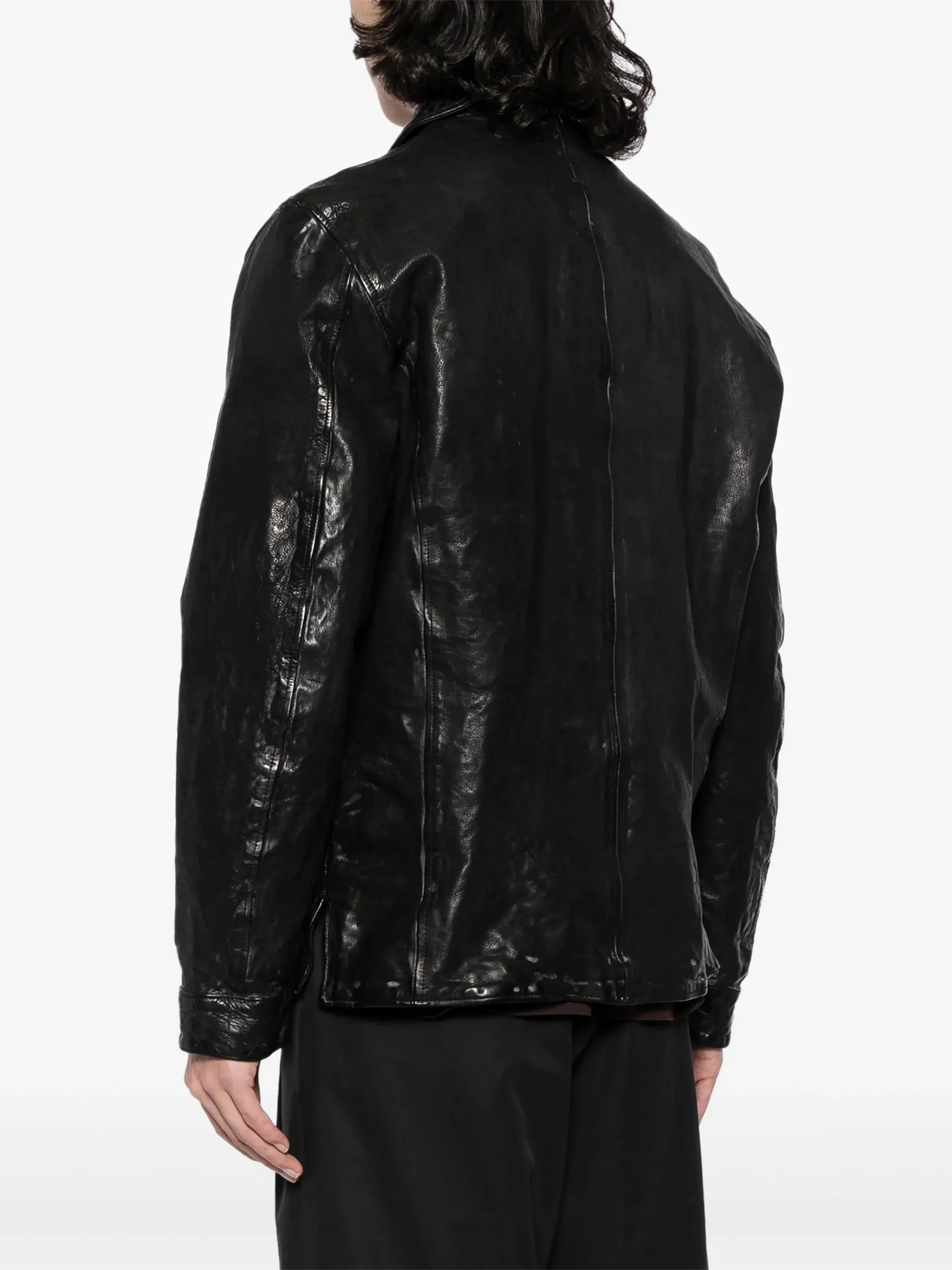 Classic-Collar Leather Jacket