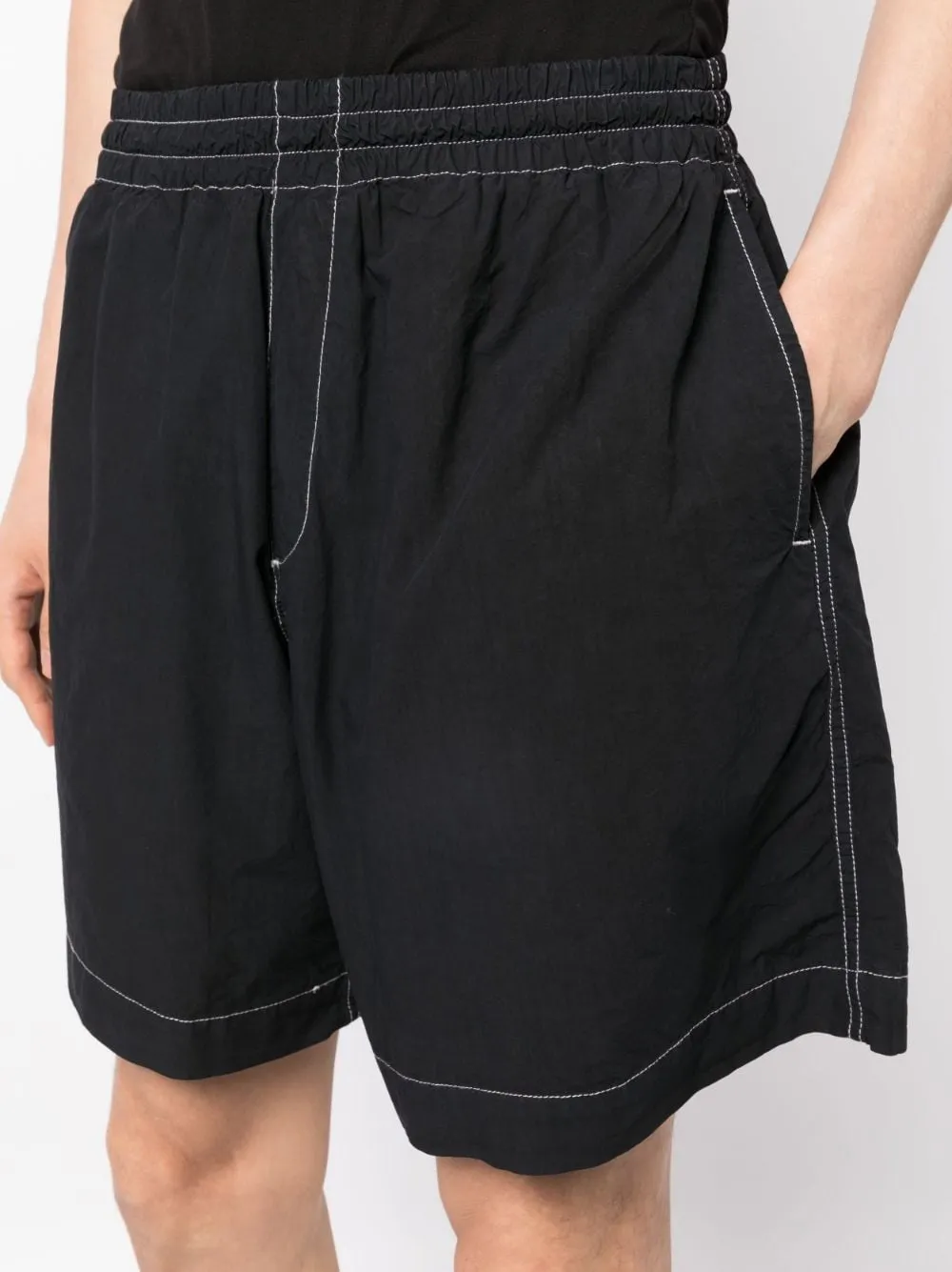 Contrast-Stitching Cotton Shorts