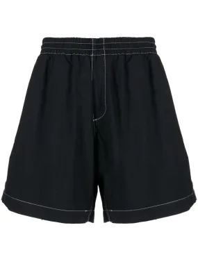 Contrast-Stitching Cotton Shorts