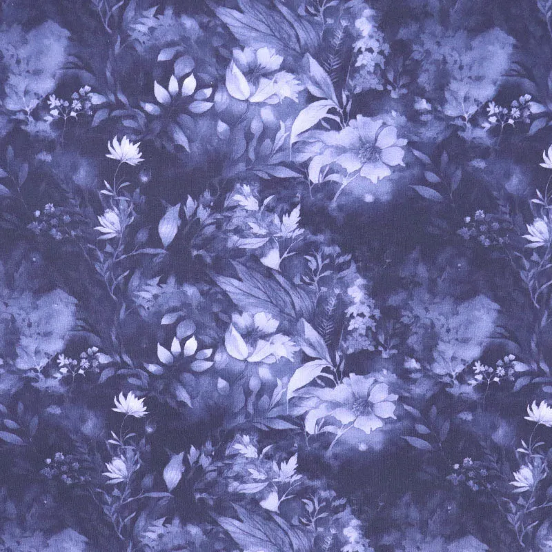 Cotton Jersey - Blue - Shadow Flower