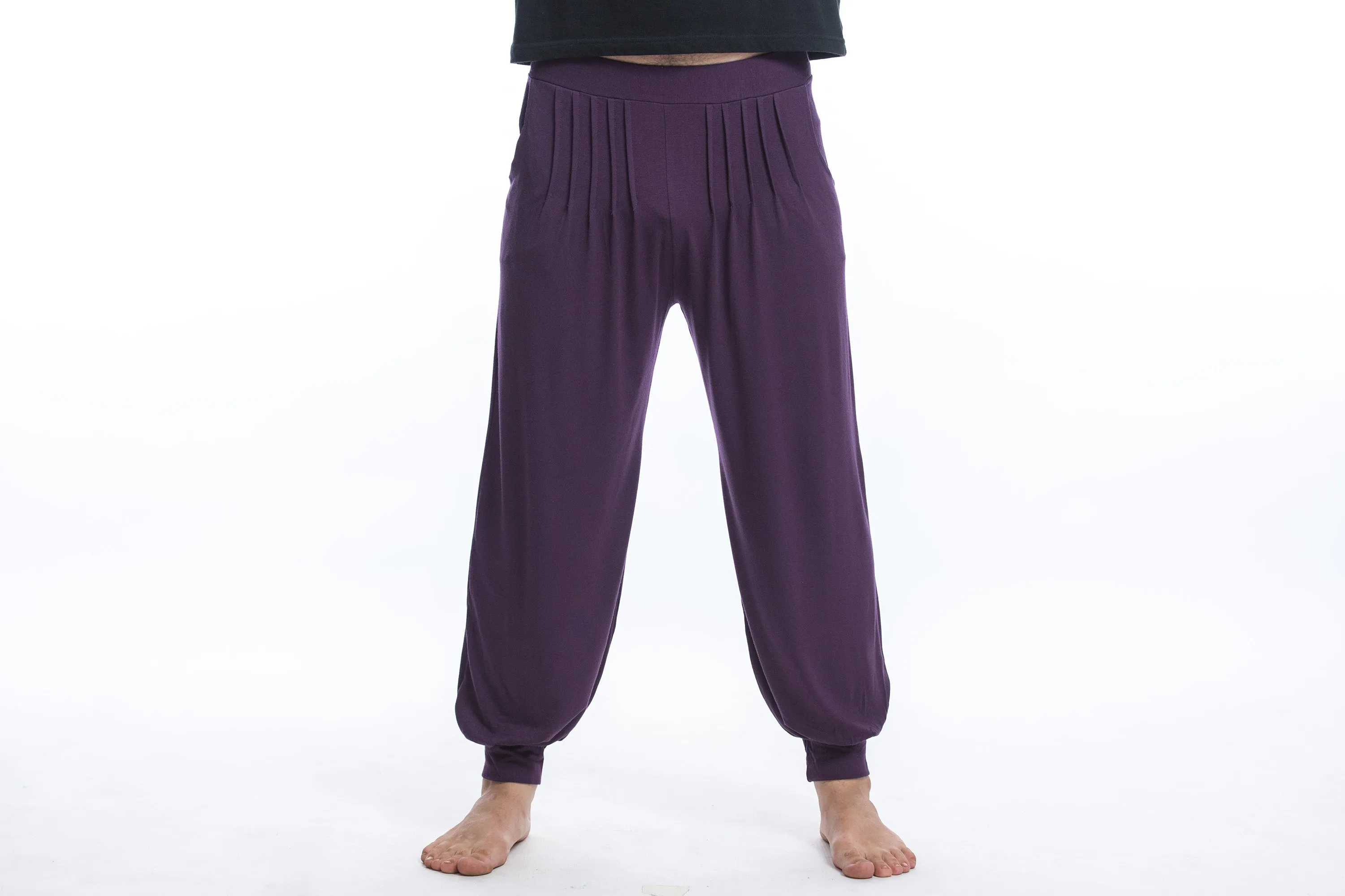 Cotton Men Harem Pants in Solid Purple