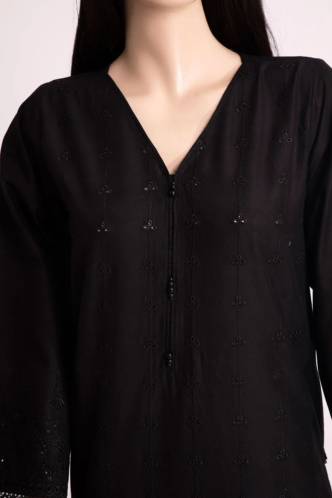 Cotton Solid Emb Stitched Shirt