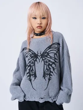 Darkwave Butterfly Distressed Knit Jumper