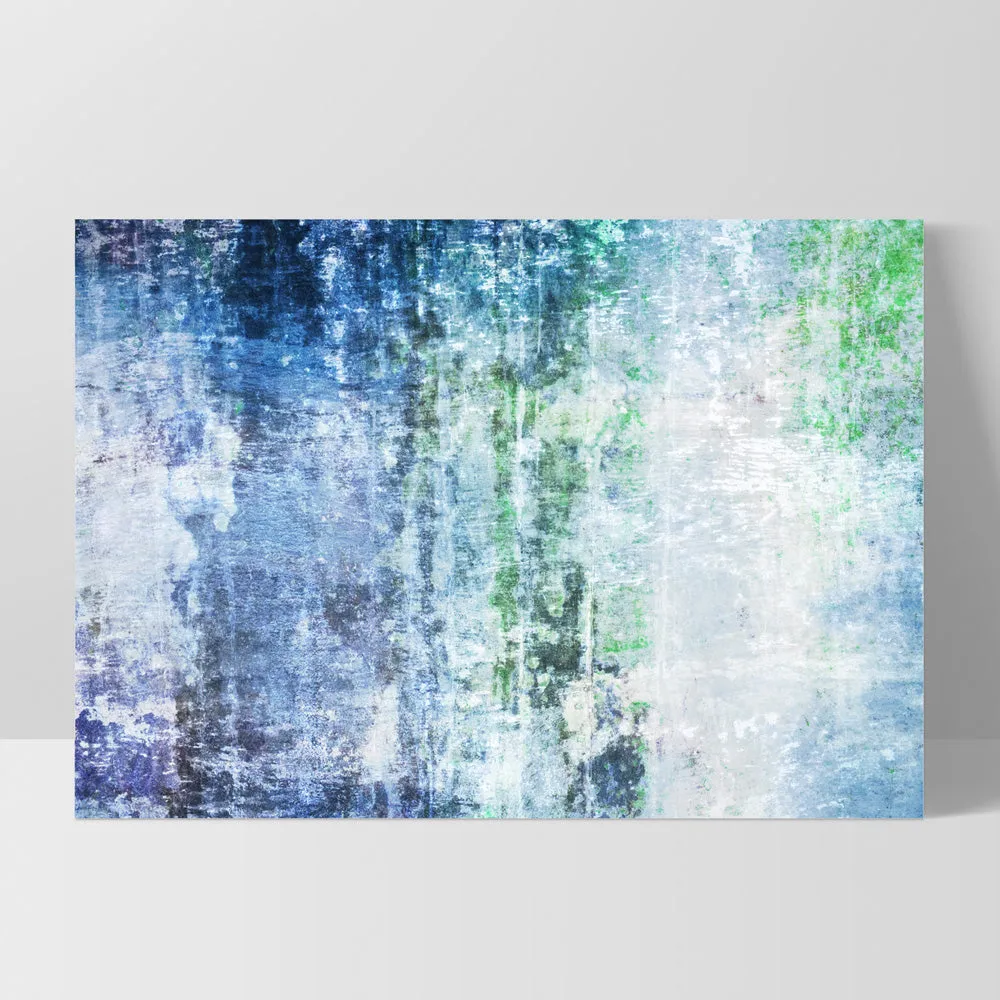 Distressed Blues & Greens Abstract - Art Print