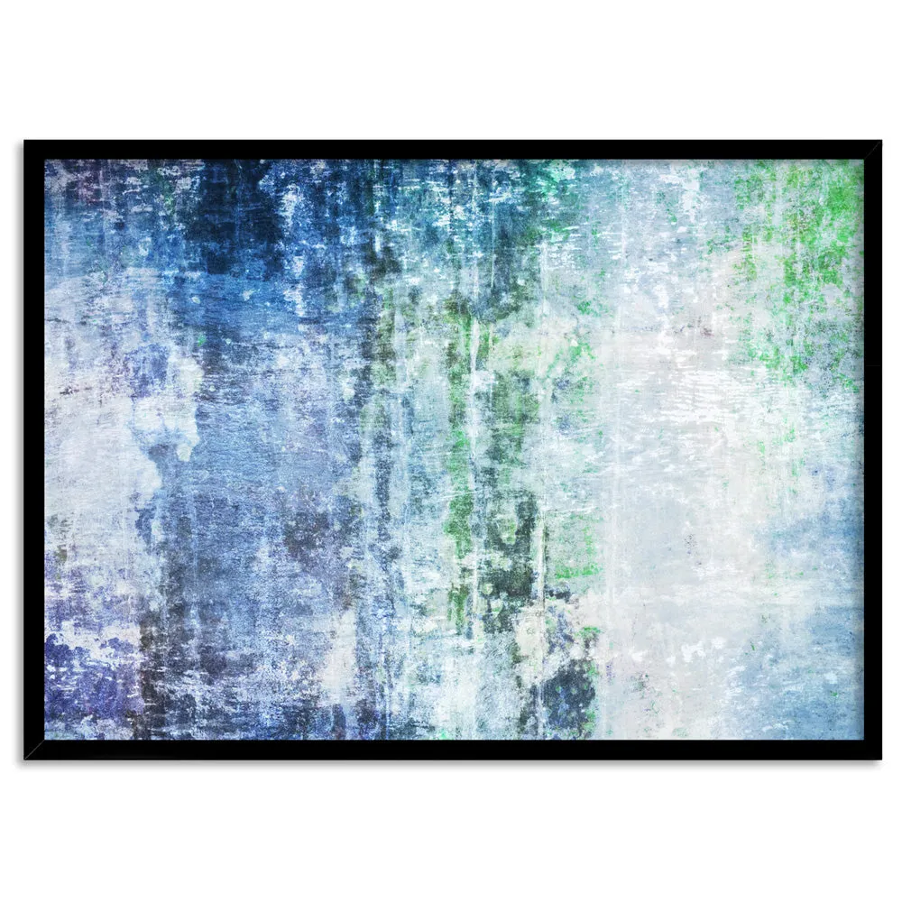 Distressed Blues & Greens Abstract - Art Print