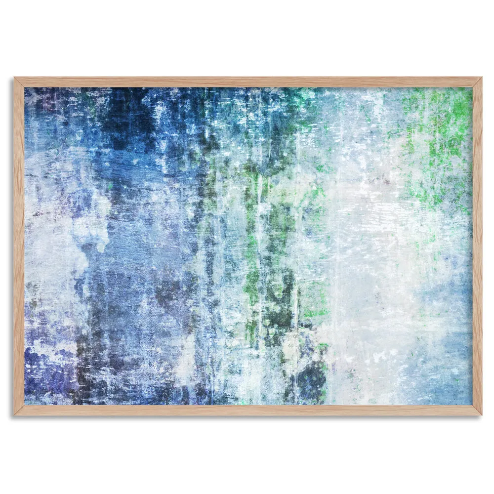 Distressed Blues & Greens Abstract - Art Print