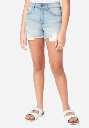 Distressed Mini Mom Denim Shorts