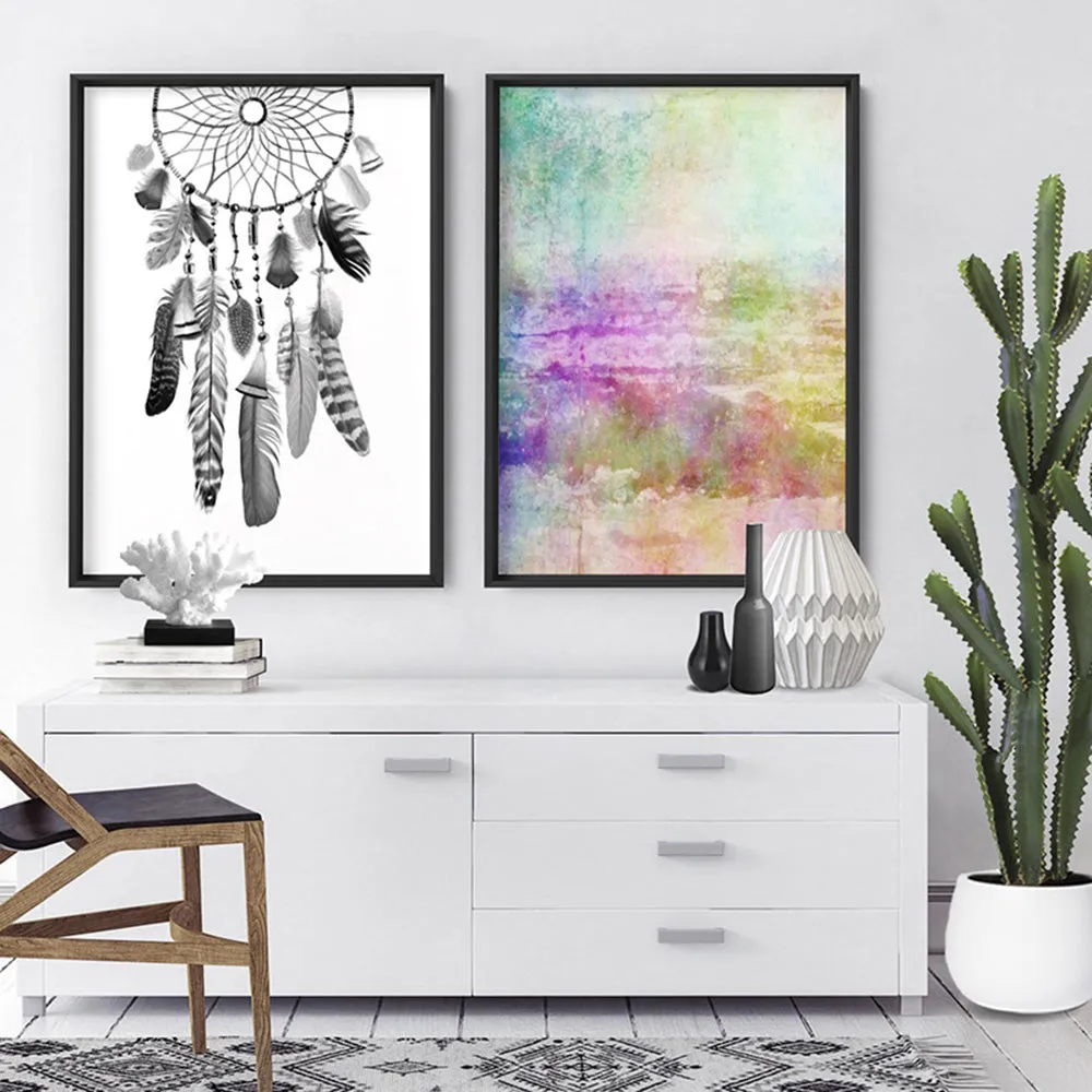 Distressed Rainbow Abstract - Art Print