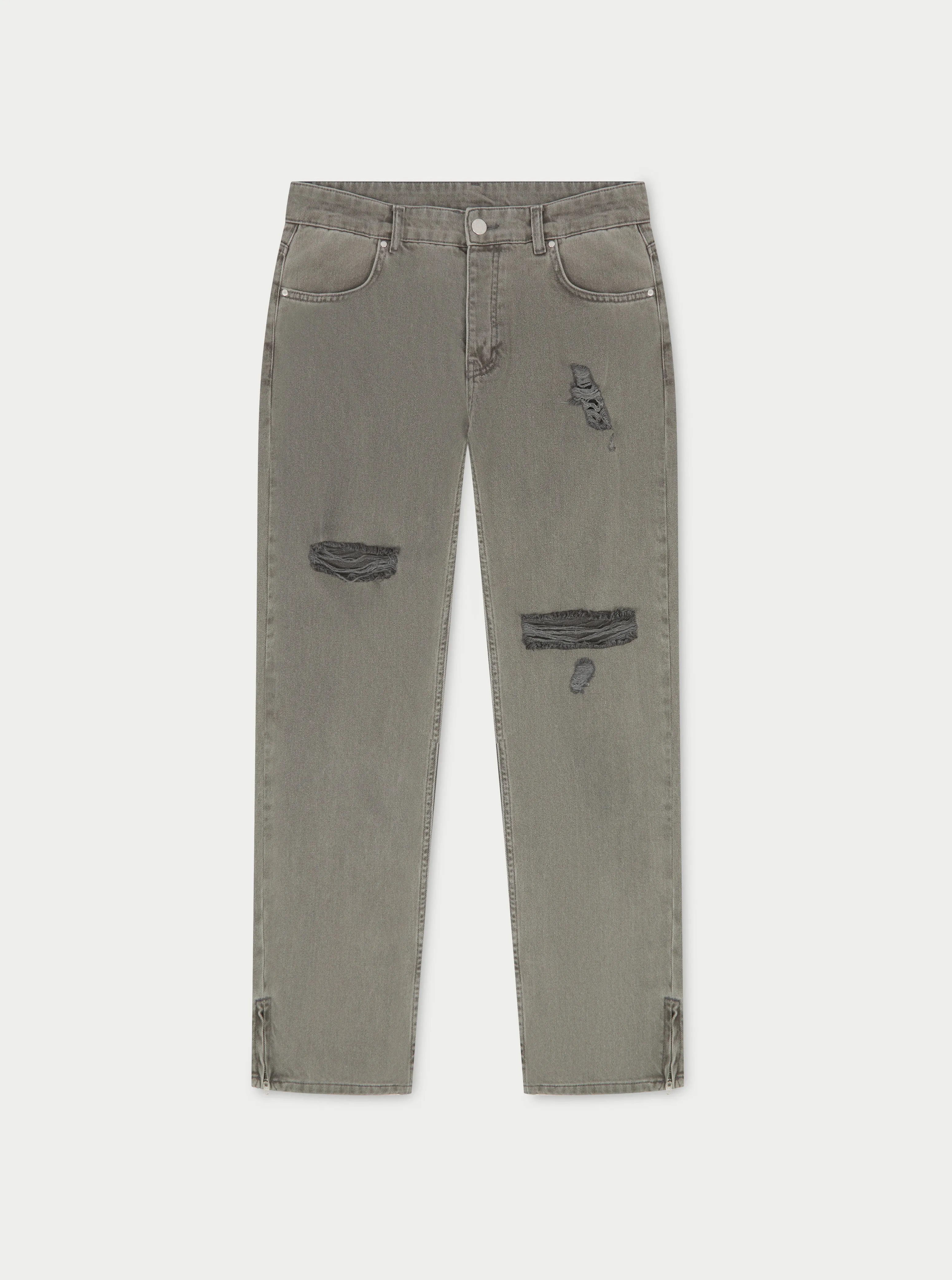 DISTRESSED STRAIGHT LEG JEAN - GREY WASH