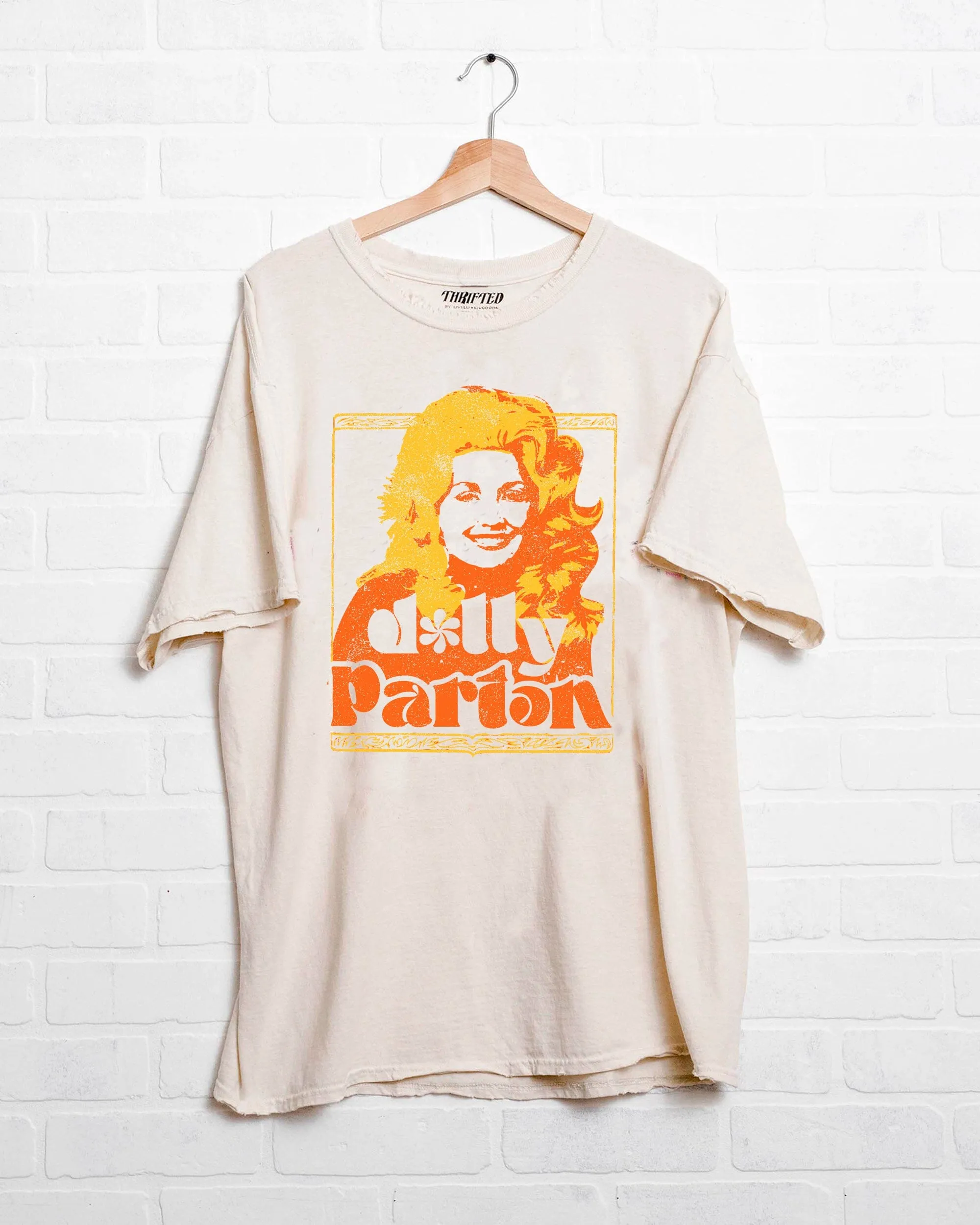 Dolly Parton Golden Off White Thrifted Distressed Tee