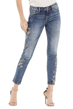 Enchanted Blooms Mid-Rise Ankle Skinny Jeans