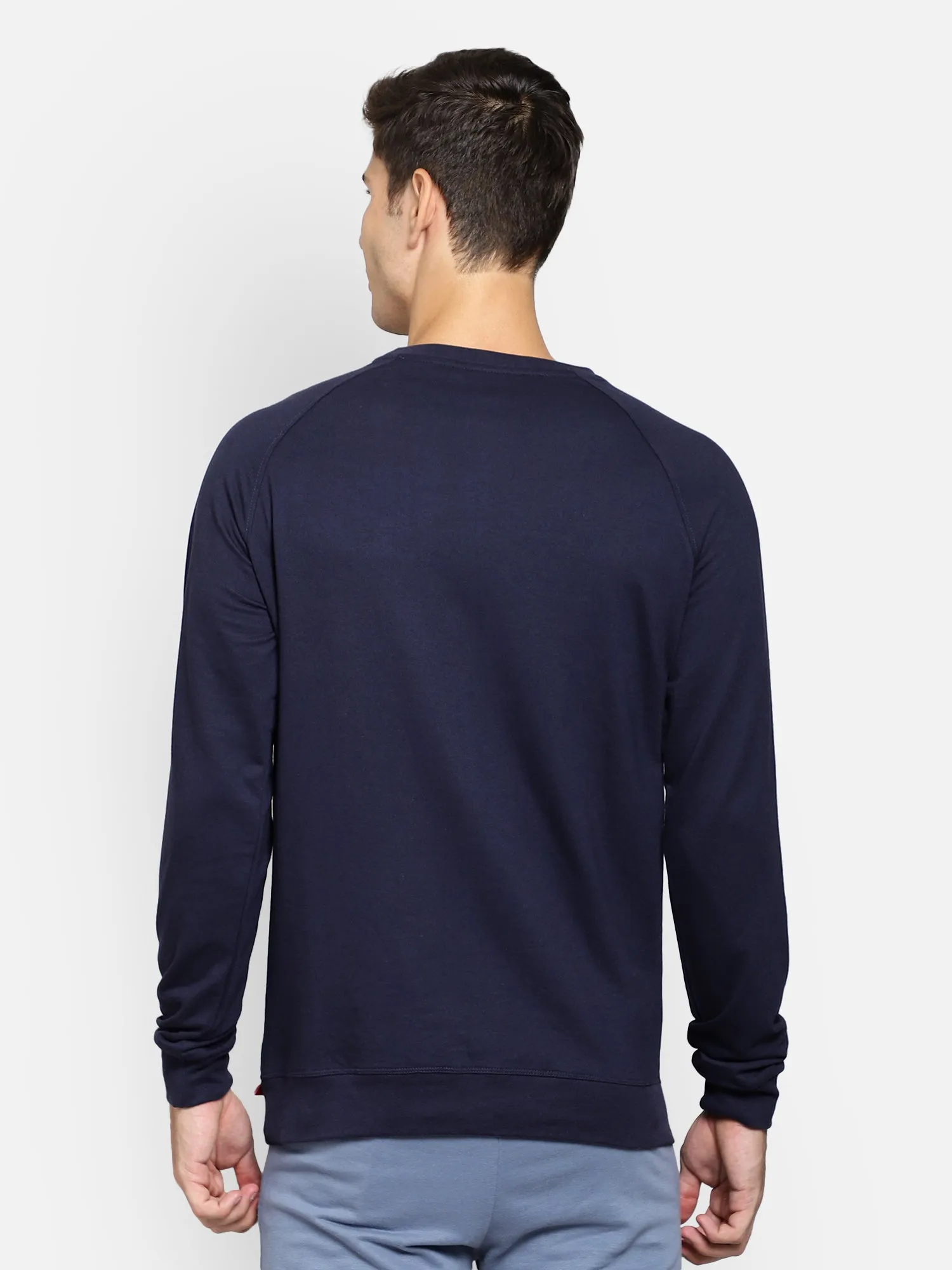 Evion Men Cotton Navy Blue Sweatshirt