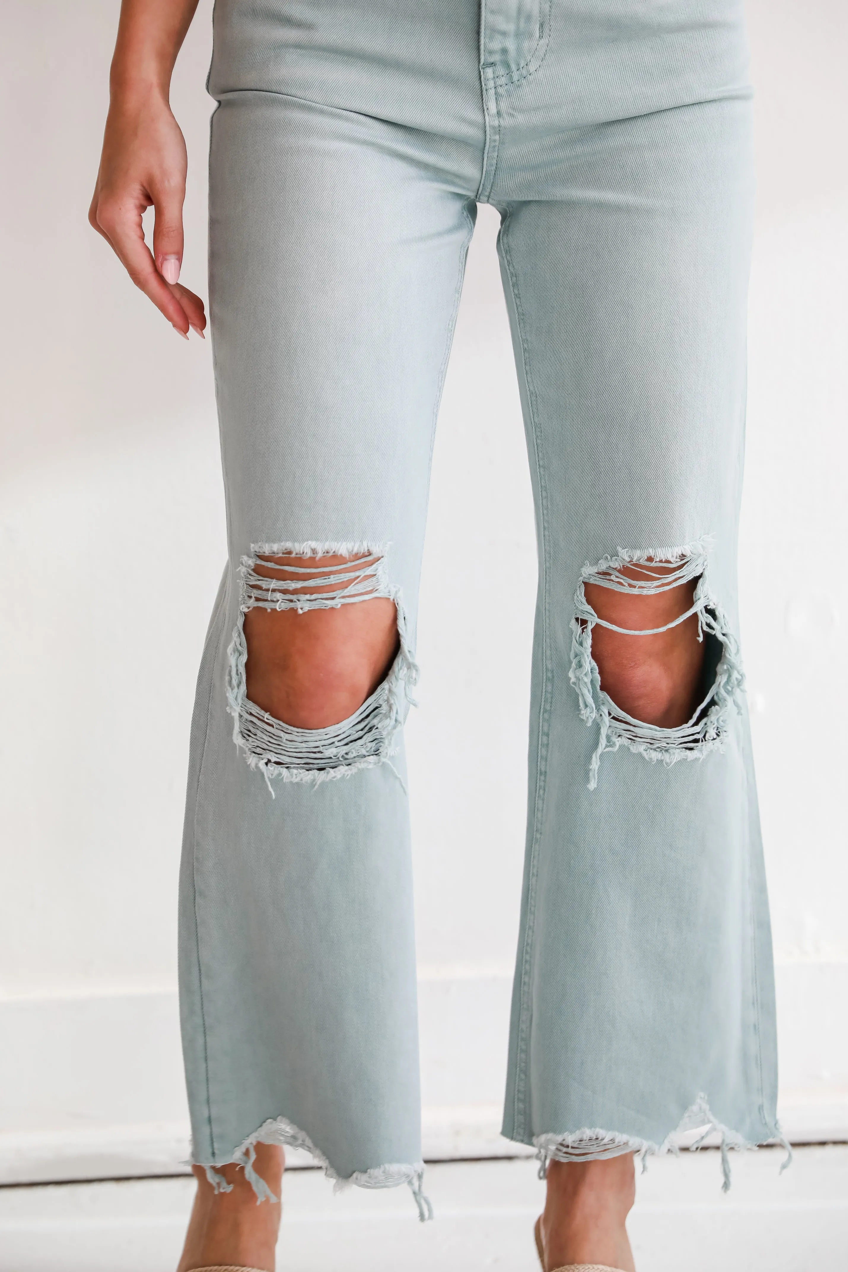 FINAL SALE - Becca Light Blue Distressed Flare Jeans