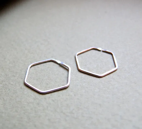 Geometric Sterling Silver Hoop Earring for men