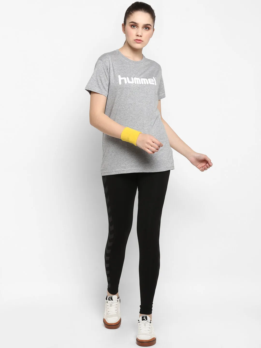 Go Women Cotton Grey Logo T-Shirt