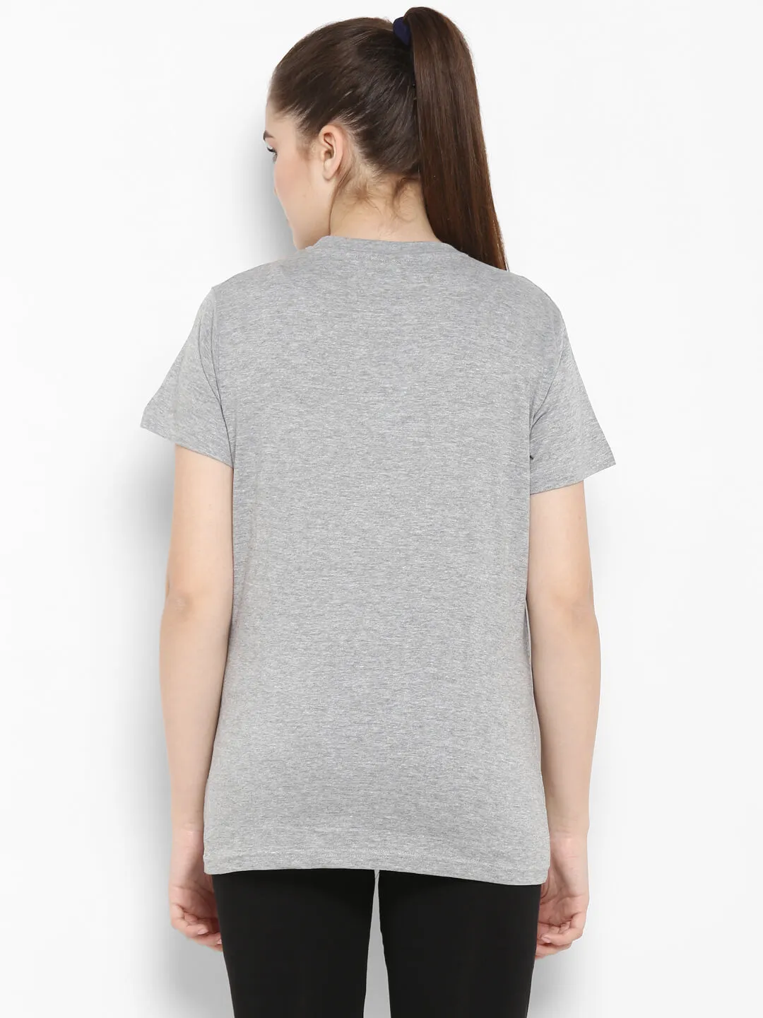 Go Women Cotton Grey Logo T-Shirt