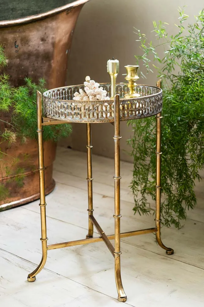 Gold Distressed Mirrored Side Table