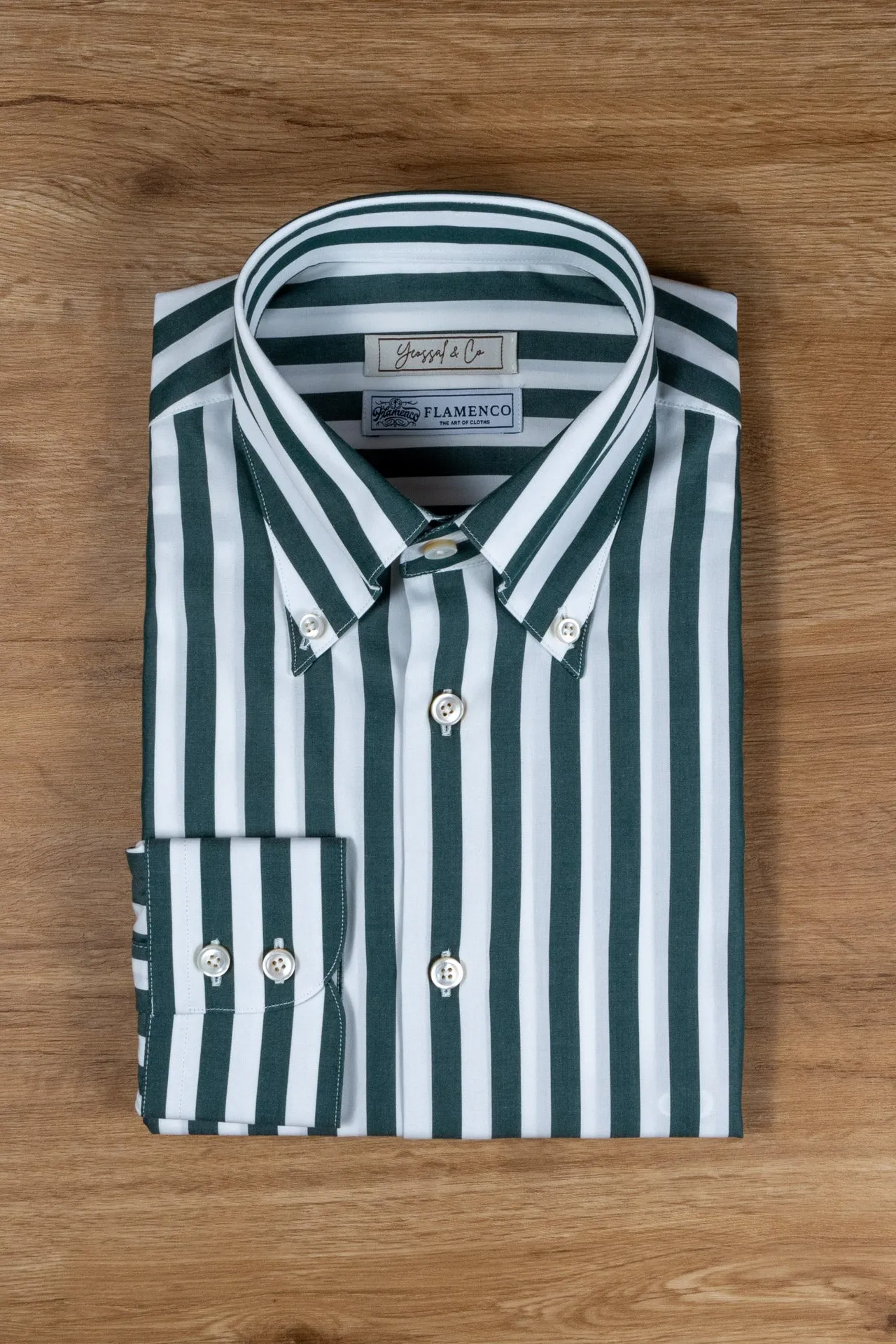 Green Stripe Cotton Shirt MGC1448