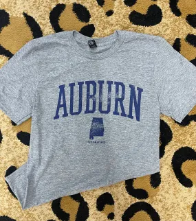 Grey distressed Auburn tee