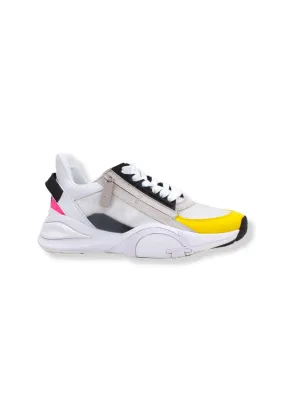 GUESS Sneaker Donna Running Suede Nylon White Yellow FL6B2LFAL12