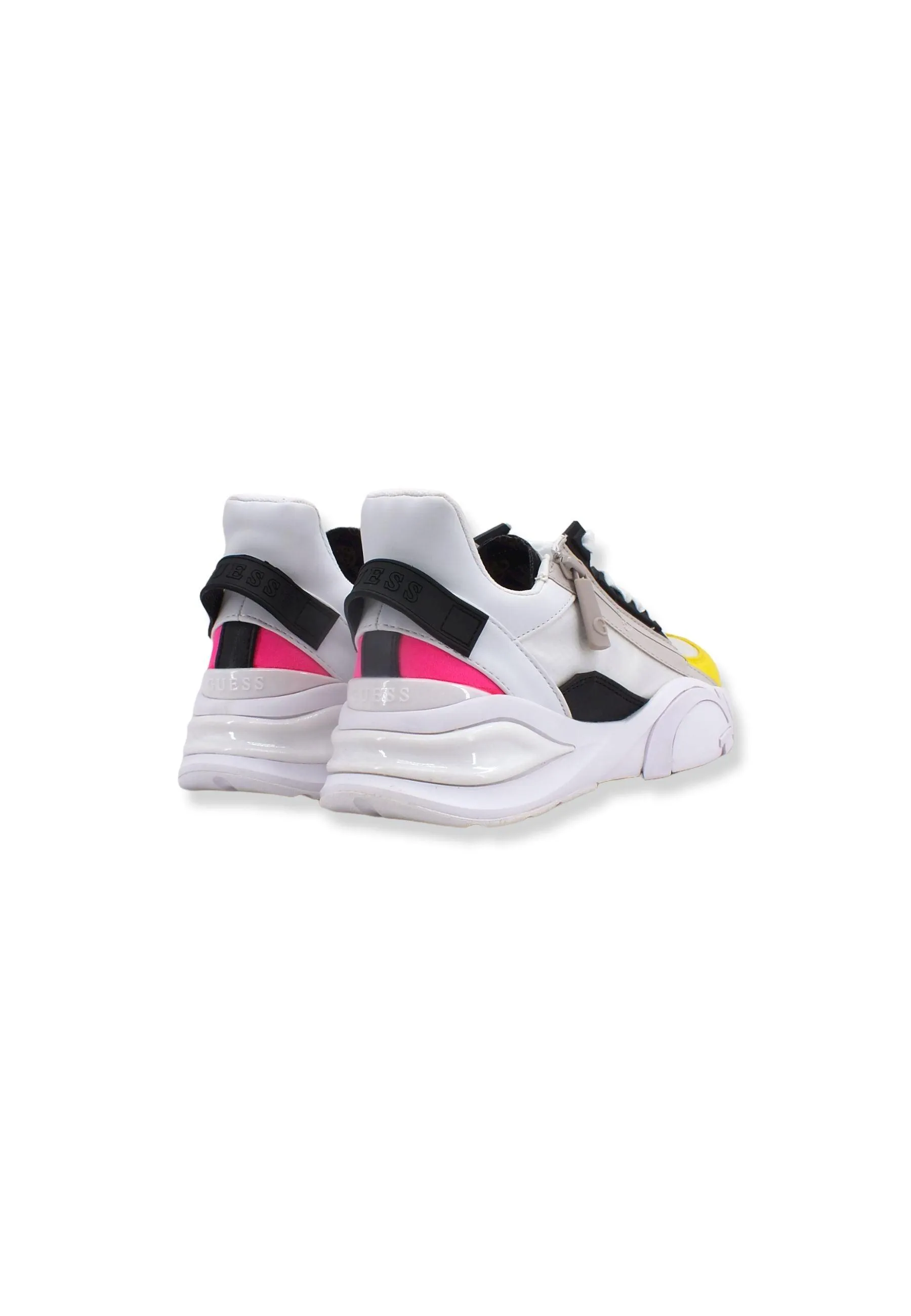 GUESS Sneaker Donna Running Suede Nylon White Yellow FL6B2LFAL12