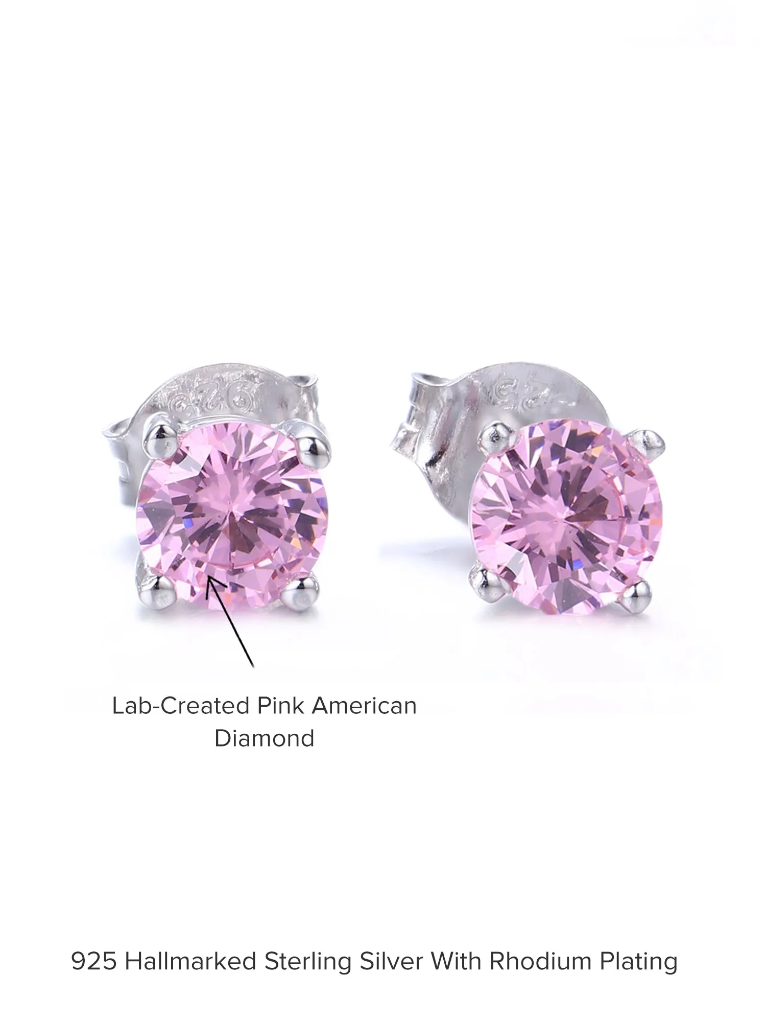 Half Carat Pink Studs For Women