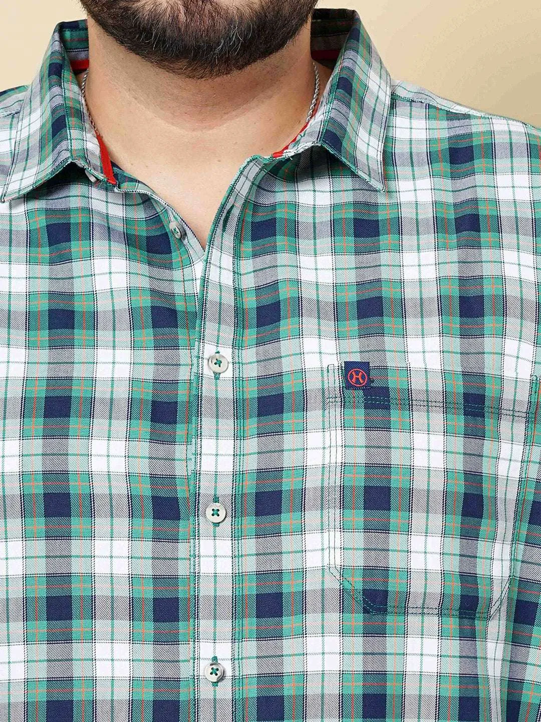 Hardsoda Men Navy Plus Size Checked Casual Shirt