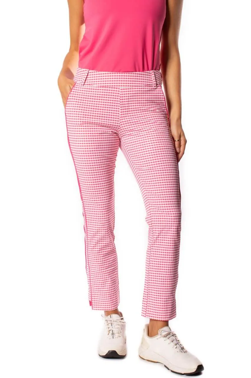 Hot Pink/White Checkered Stretch Ankle Pant