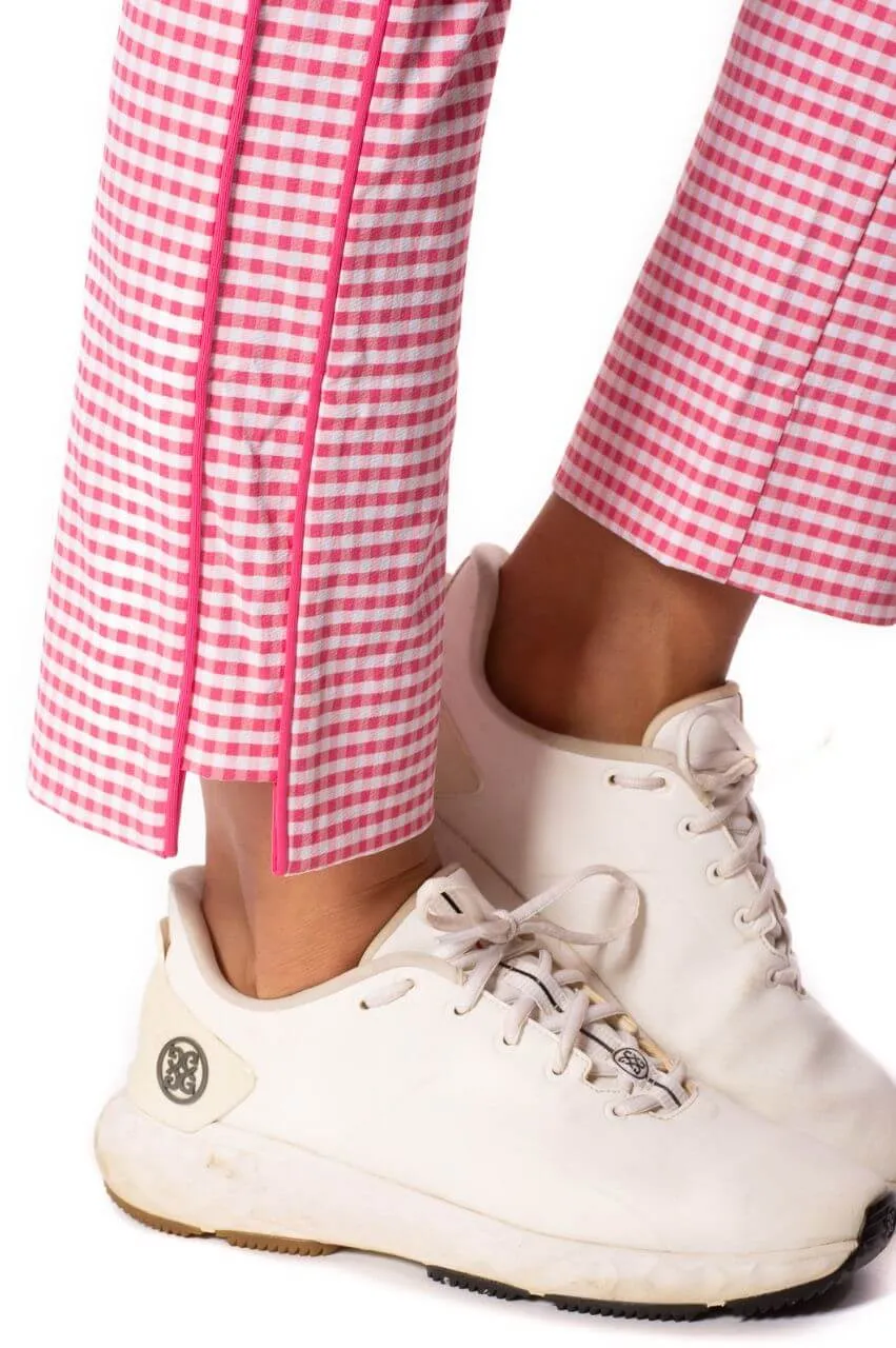 Hot Pink/White Checkered Stretch Ankle Pant