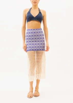 Jane Blue Cotton Macrame Skirt