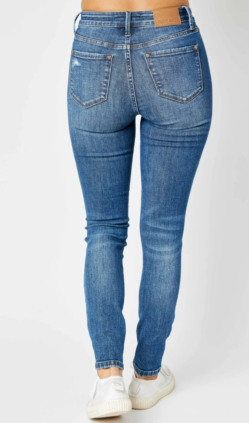 Judy Blue - Mid-Rise Tummy Control Distressed Skinny Denim