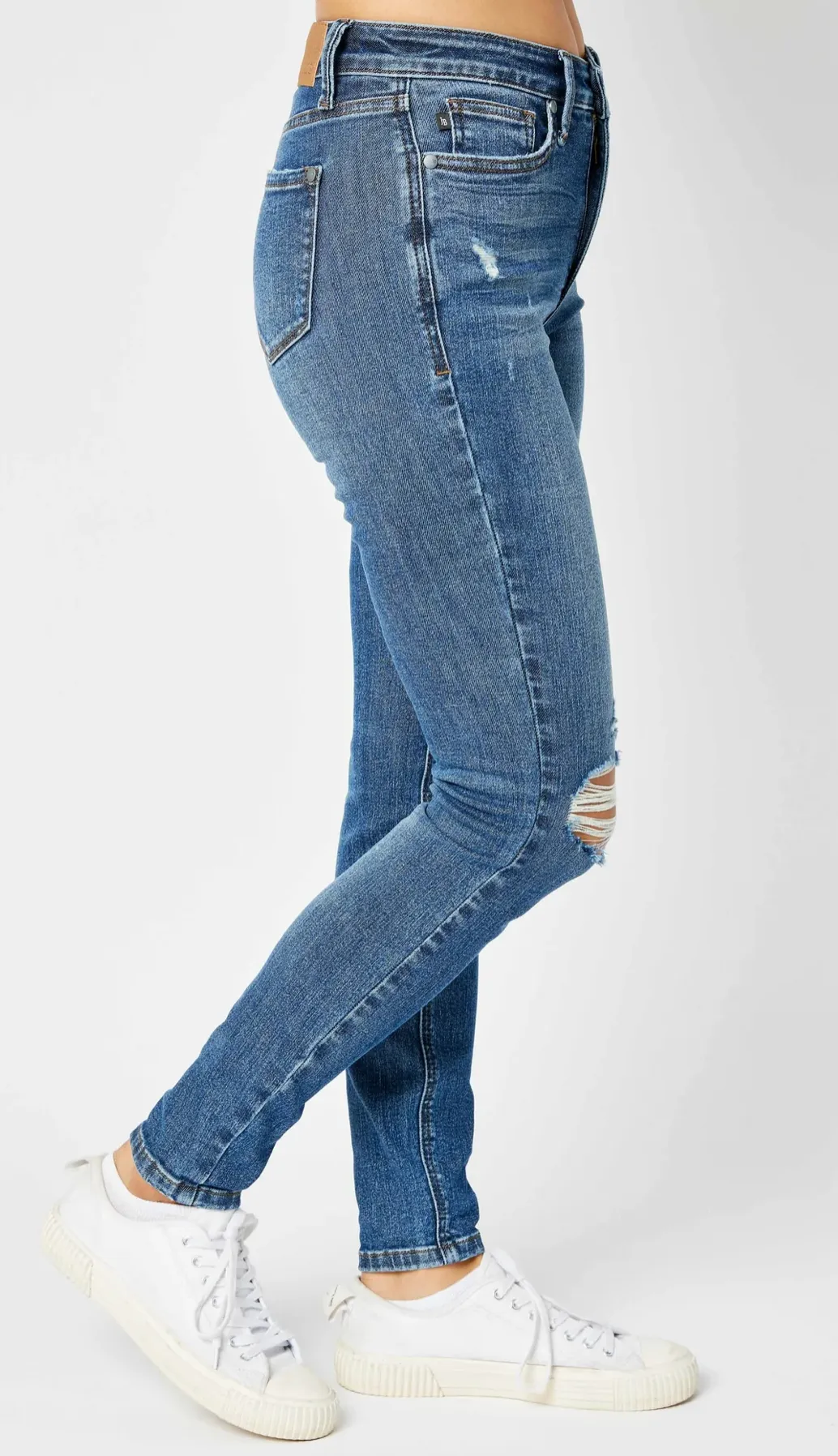 Judy Blue - Mid-Rise Tummy Control Distressed Skinny Denim