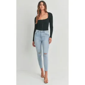 Just USA Light High Rise Distressed Skinny Jeans