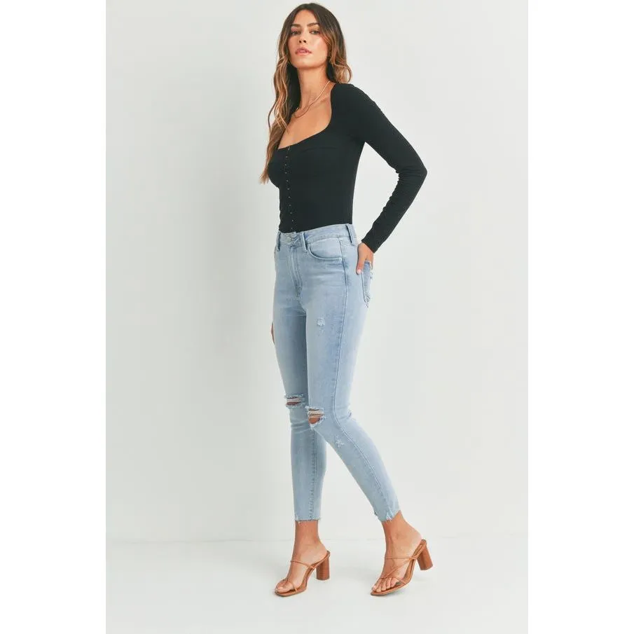 Just USA Light High Rise Distressed Skinny Jeans